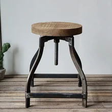

Wood Round Top Metal Vintage Industrial Bar Stools