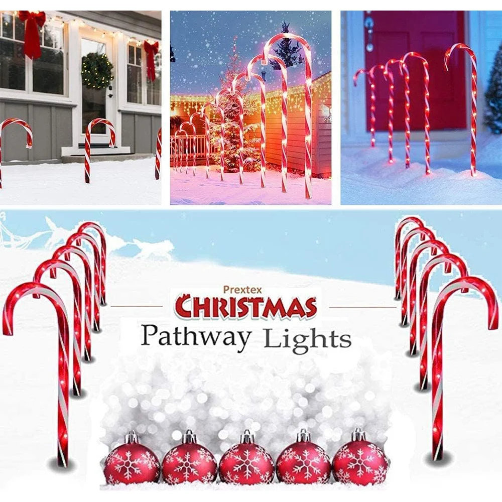 10 Pack Candy Christmas Tree Decoration lights Cane Light Outdoor Garden Wedding Party Decoration Holiday Walkway Patio Garden 3