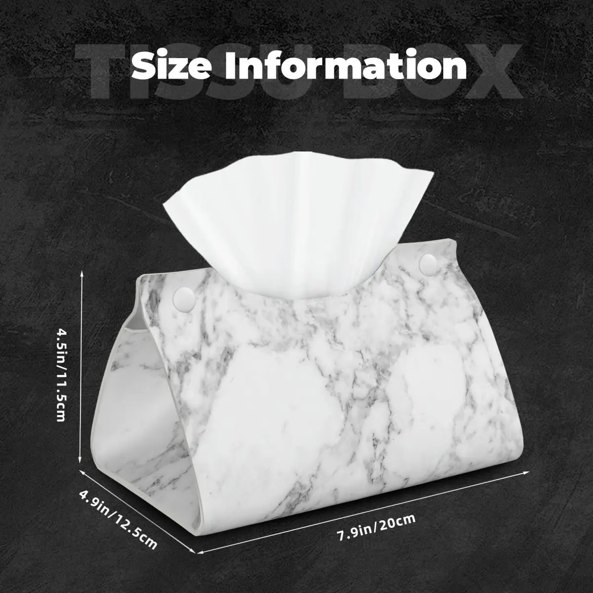 Custom White Gray Marble Pattern Tissue Box Holder Rectangular PU Leather Facial Tissue Box Cover for Car Office 5
