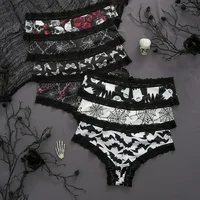 Sous-vêtements pour femmes, culotte Sexy à bord en dentelle, Lingerie de Style gothique, crâne de Rose, pantalon Triangle personnalisé, confortable et respirant 1