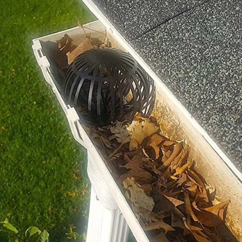 Downpipe strainer leaves protection outdoor downpipe strainer easy install black gutter guard roof drain anti-blocking home debris PP garden