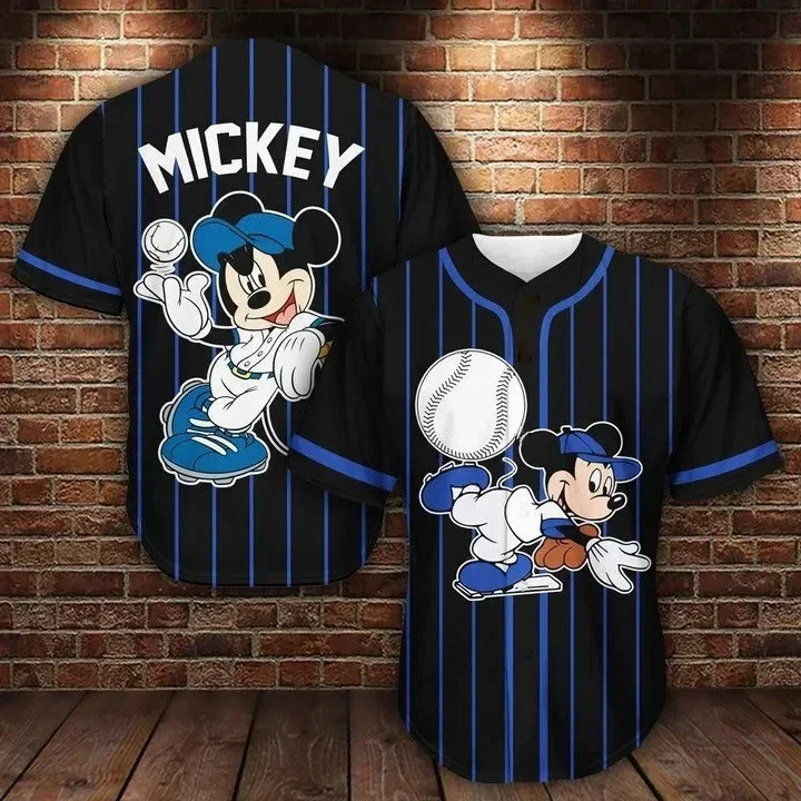 thumbnail image 1 of Camisetas de béisbol de dibujos animados de Mickey Mouse de Disney MINISO para niños adultos, camisetas de manga corta de moda de gran tamaño en 3D de Minnie, 1 of 4