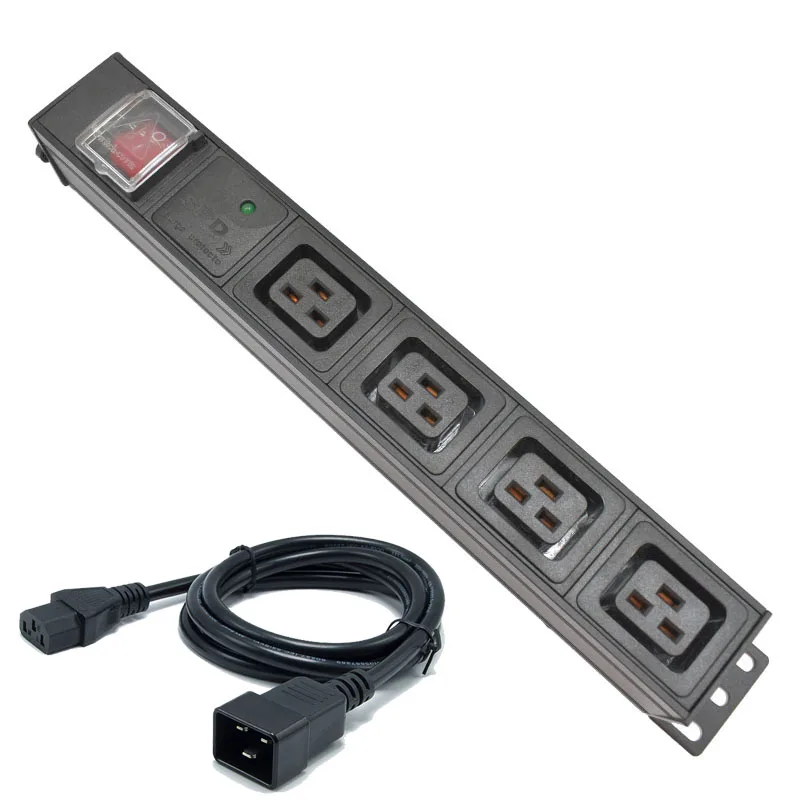 

PDU Power Strip C19 Socket Distribution Cabinet 4 AC Socket Break Switch Aluminum alloy shell C14 Interface surge protection