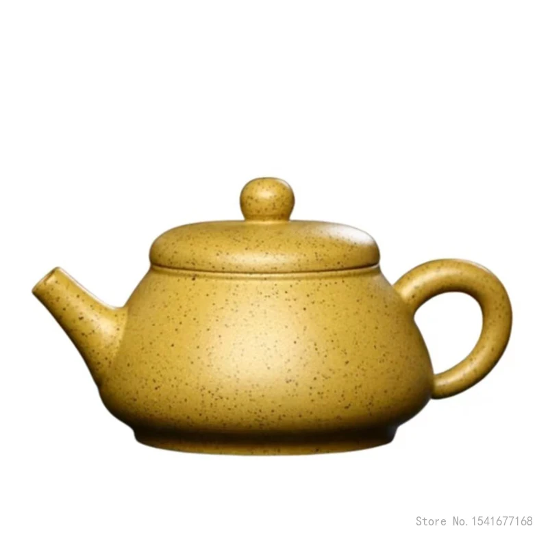Chinese Kongfu Tea Pots, Yellow Raw Sesame Section, Xishi Yixing Purply Clay Cylindrical Teapot, Handmade Tea Pots, 180ml, 1Pc