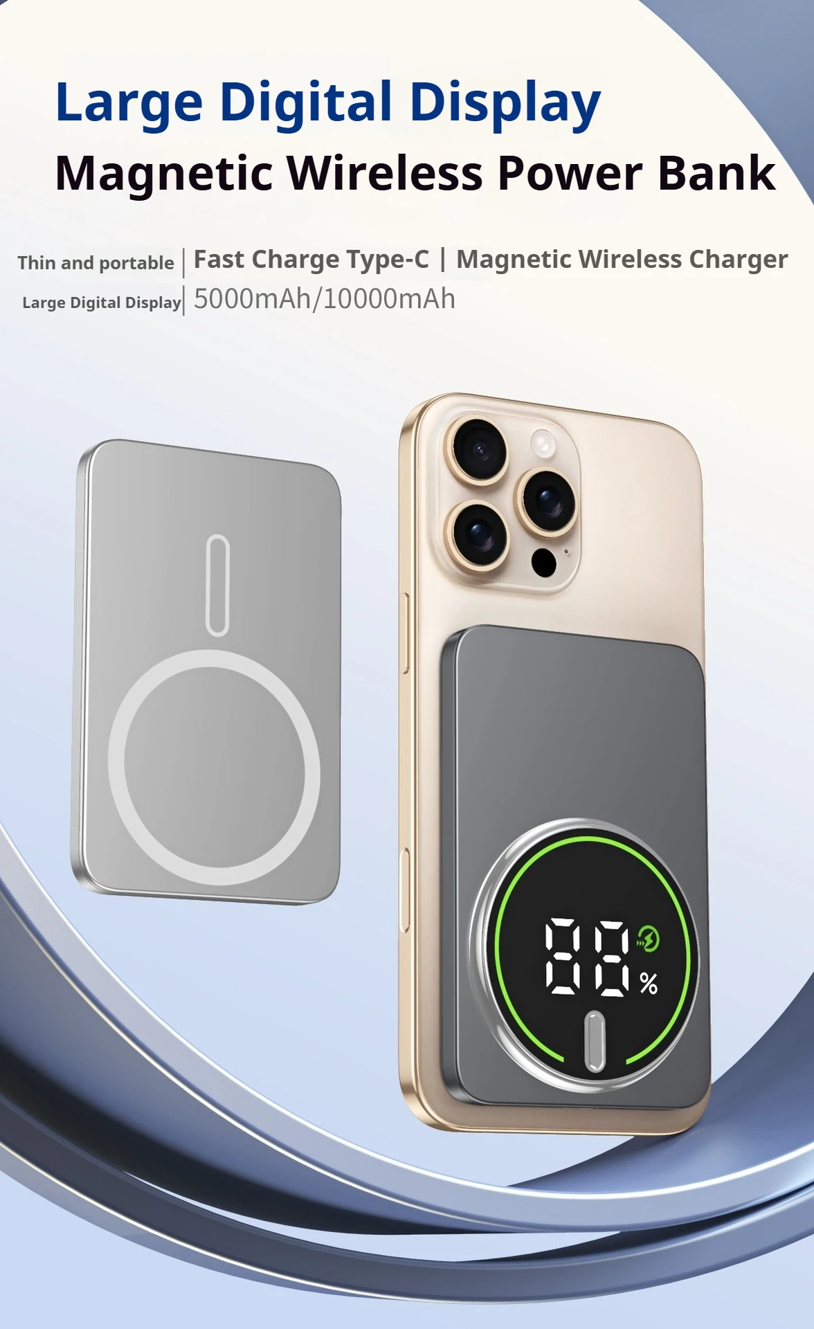 Magnetic Power Bank 10000mAh Wireless Powerbank 20W Slim Portable Battery Charger for MagSafe iPhone 17 16 15 14 13 12 Samsung