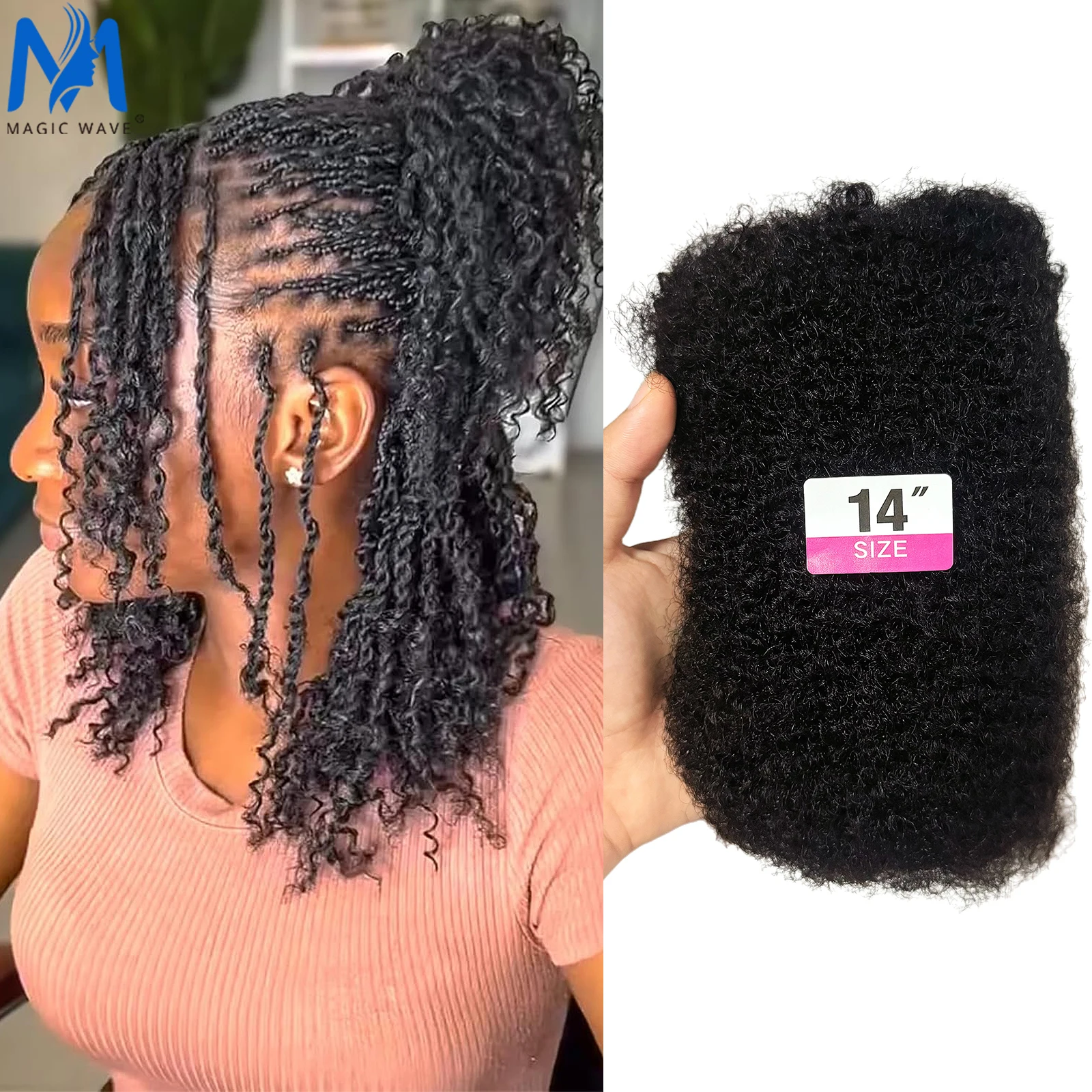30g/50g 4C Afro Kinkys Bulk Natural Black Human Hair for Loc Repair Twists Dreadlock Extensions Bulk Human Braiding Hair 10-18in 1