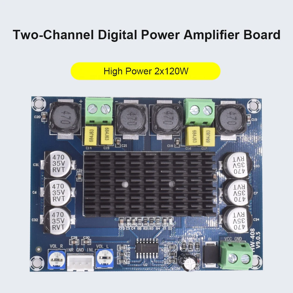 DC12-26V 120W*2 Dual Channel Digital Stereo Audio Power Amplifier Subwoofer Board TPA3116D2 DIY 240W Amplificador Sound Board