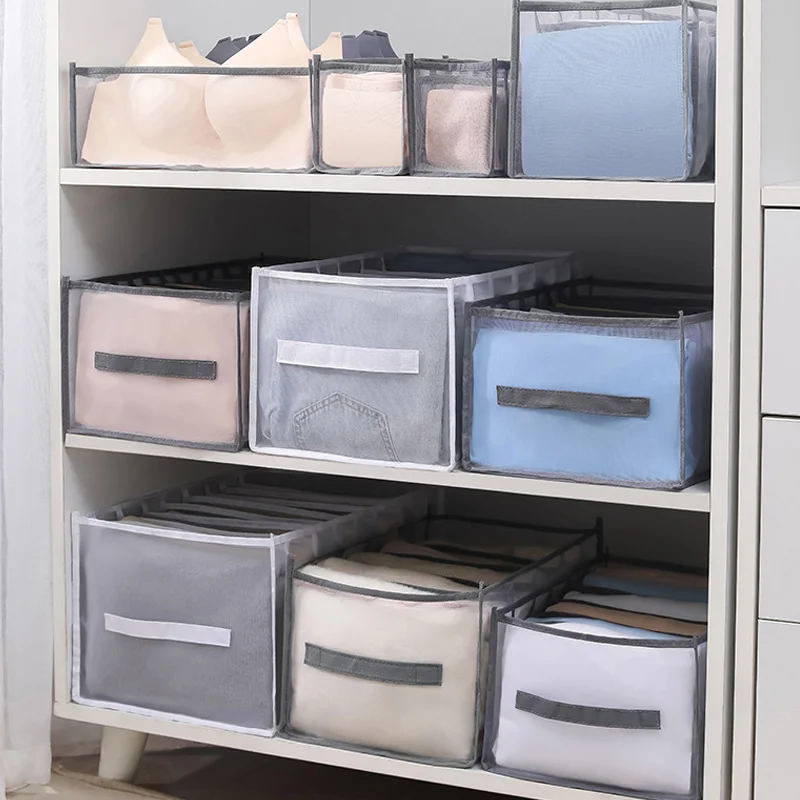 1/2PCS Clothes Organizer Trousers Clothes Jeans Storage Box Wardrobe Clothes Organizer Underwear Bra Socks Drawer Compartment