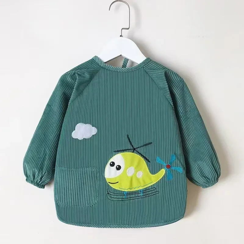 Children's Apron Dress Waterproof Dirty Proof Long Sleeve Baby Bib Skirt Girl Style Protective Clothing for Autumn Winter