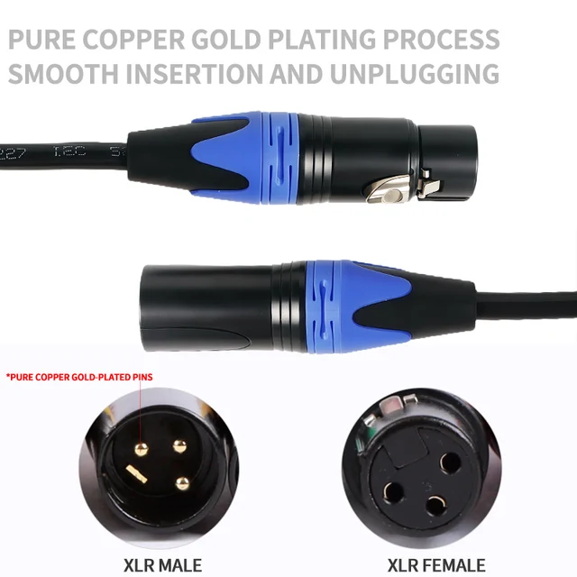 XLR Microphone Cable 3-Pin Male to Female 50cm 1m 2m 3m 5m 10m Balanced Audio Cable for Mic Speaker Amplifier PA System 2