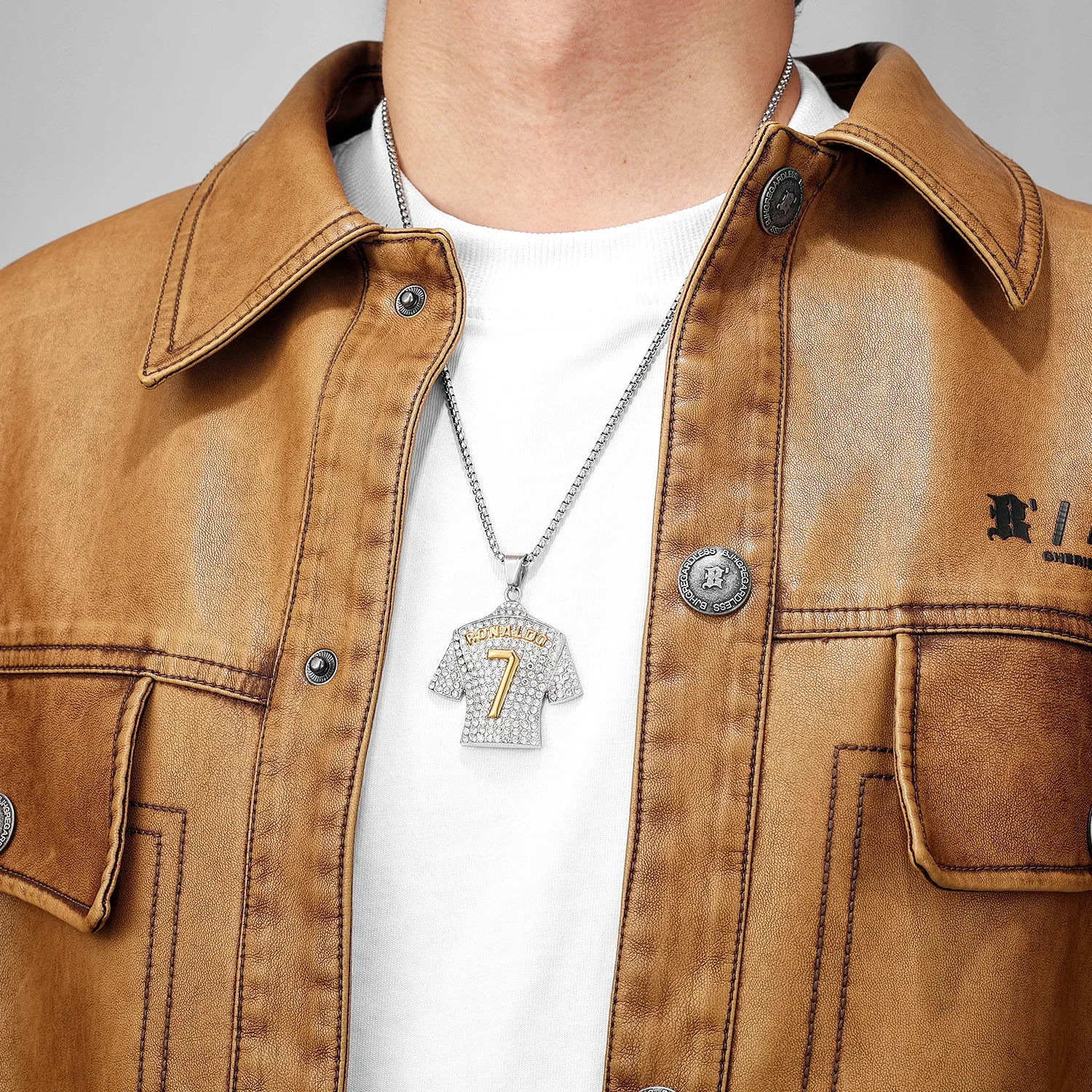 CR7 Messi Haaland Mbappé Neymar Football Jersey Men Necklaces Stainless Steel Pendant Chain Punk HipHop New In Jewelry Wholesale 6