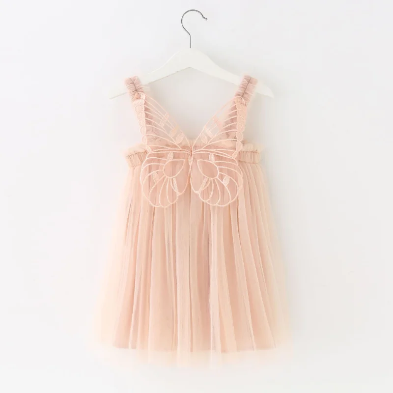 Summer Girl Kawaii Angel Wing Fairy Puffy Dress Toddler Kid New Mesh Sling Princess Dress for Girls Birthday Party Dresses MTK02