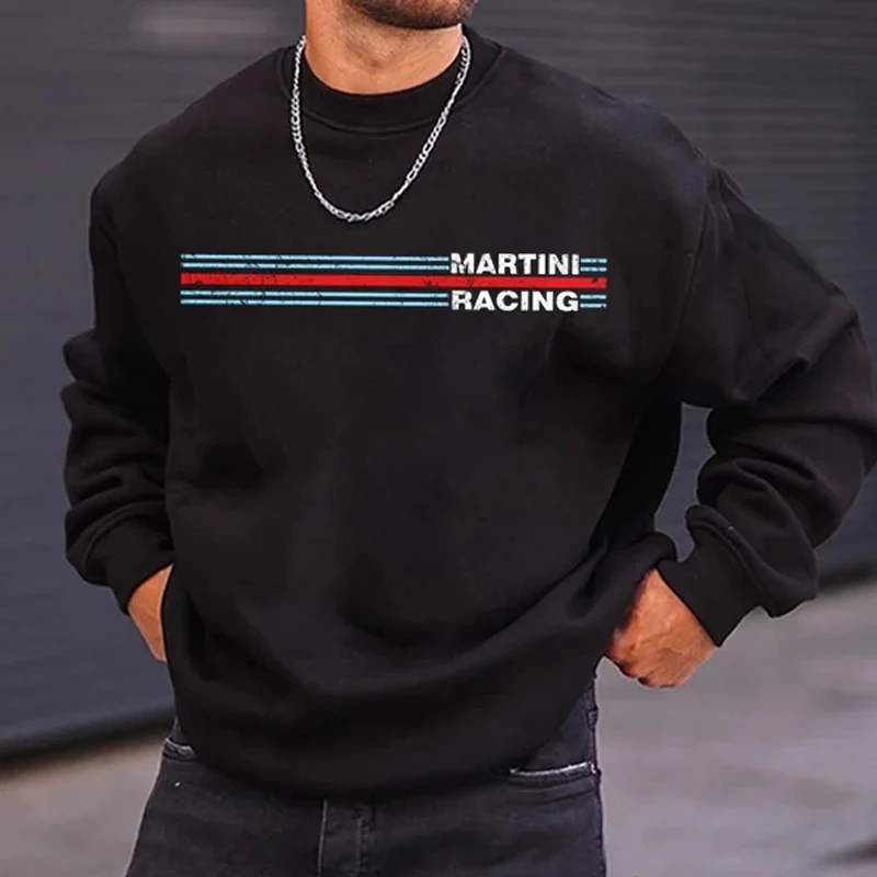 

Men's racing letter print crew neck sweatshirt