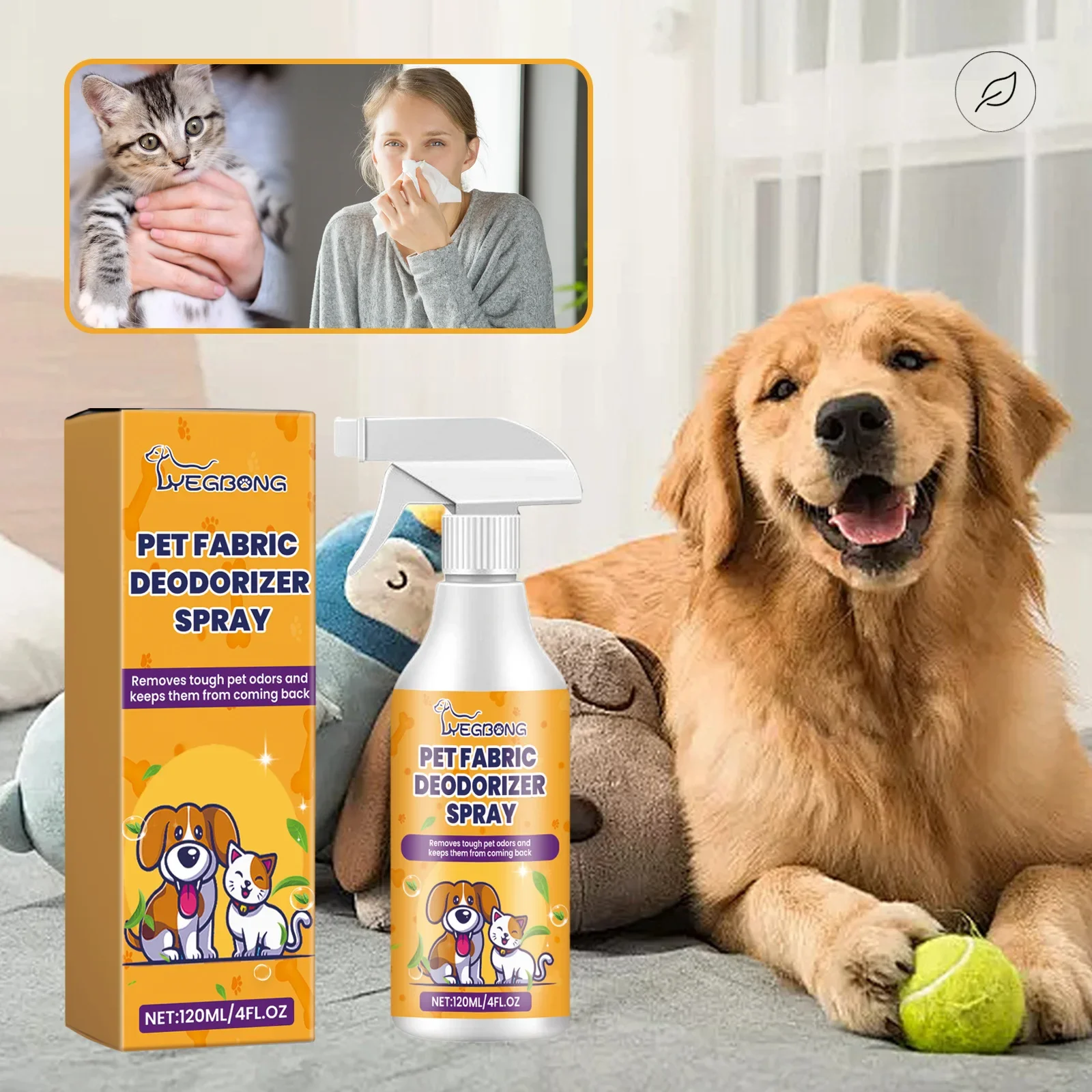 Yegbong Pet Deodorant Spray, Clean Pet Odor, Indoor Air Fresh and Long-lasting Fragrance Deodorant