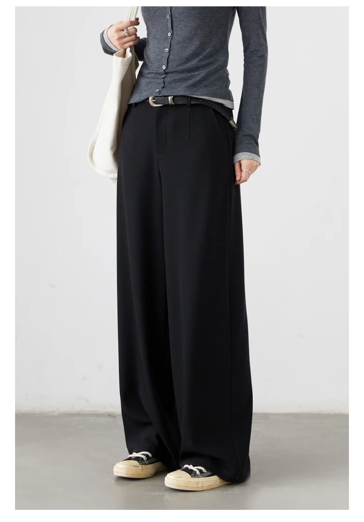 CHIC VEN Women Pants Solid Casual Slim Straight Leg Suit Wide Leg Ladies Trousers Spring Autumn 2025 Clothing for Woman