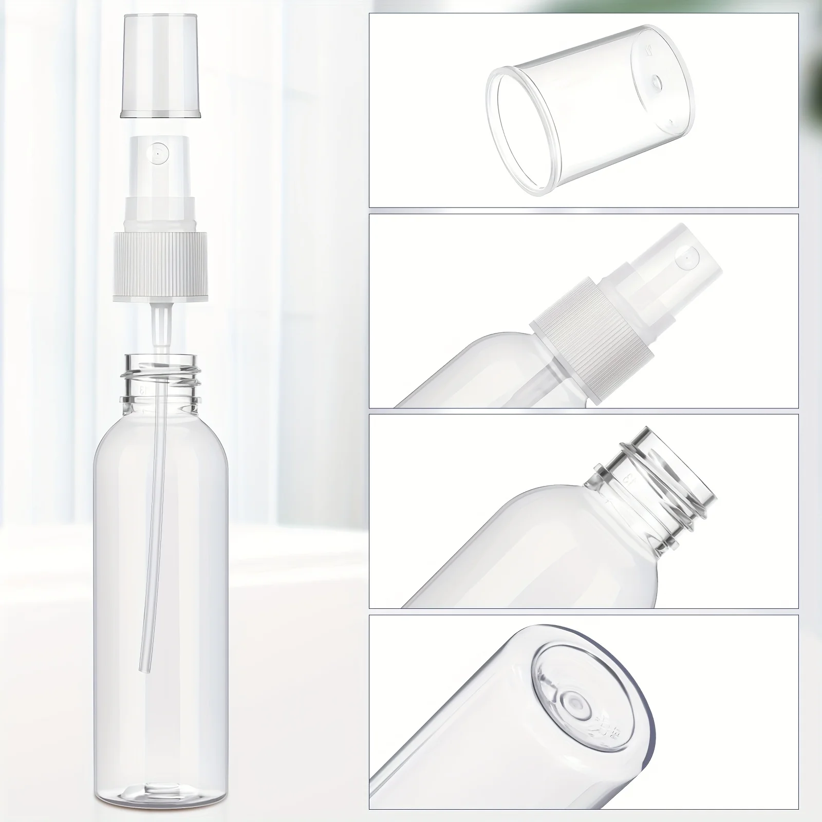 Refillable Clear Plastic Empty Mini Spray Container for Travel Cleaning Makeup Bottles 20PCS 10/20/30/50/60/100ML