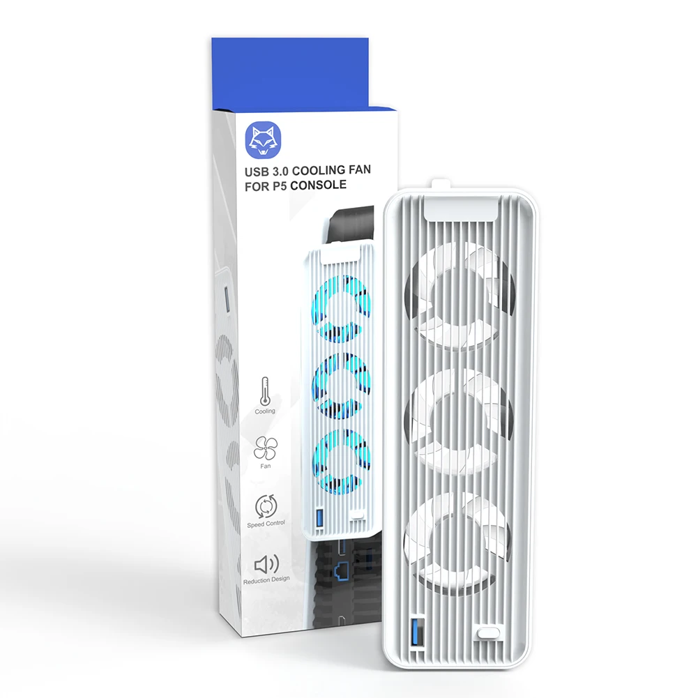 Cooling Fan USB3.0 Game Console Cooling Fan Quiet Cooler 5500RPM with 3 Fans for Playstation 5 Disc&Digital Edition