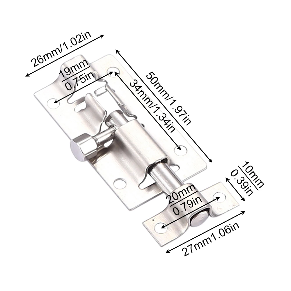 Door Latch 1.5 / 2 / 3 Inch Door Gate Safety Lock Stainless Steel Thickened Security Bolts Home Hardware Windows Latch Screws
