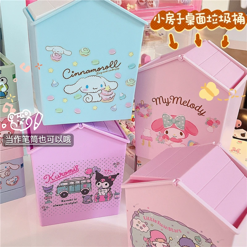 

Корзина для мусора в стиле Ins House Kuromi Mymelody Cinnamoroll маленькие двойные звезды настольный держатель для карандашей Органайзер коробка для хранения Sanrio игрушка