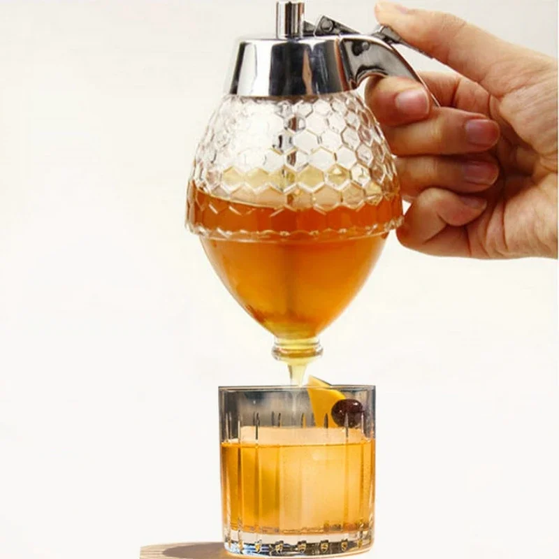 Squeeze Bottle Honey Jar Container Bee Drip Dispenser Kettle Storage Pot Stand Holder Juice Syrup Cup Kitchen Accessories