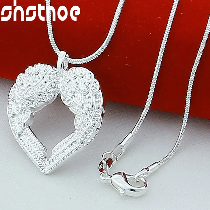 

925 Sterling Silver 16-30 Inch Chain Heart Love Pendant Necklace For Women Party Engagement Wedding Fashion Charm Jewelry