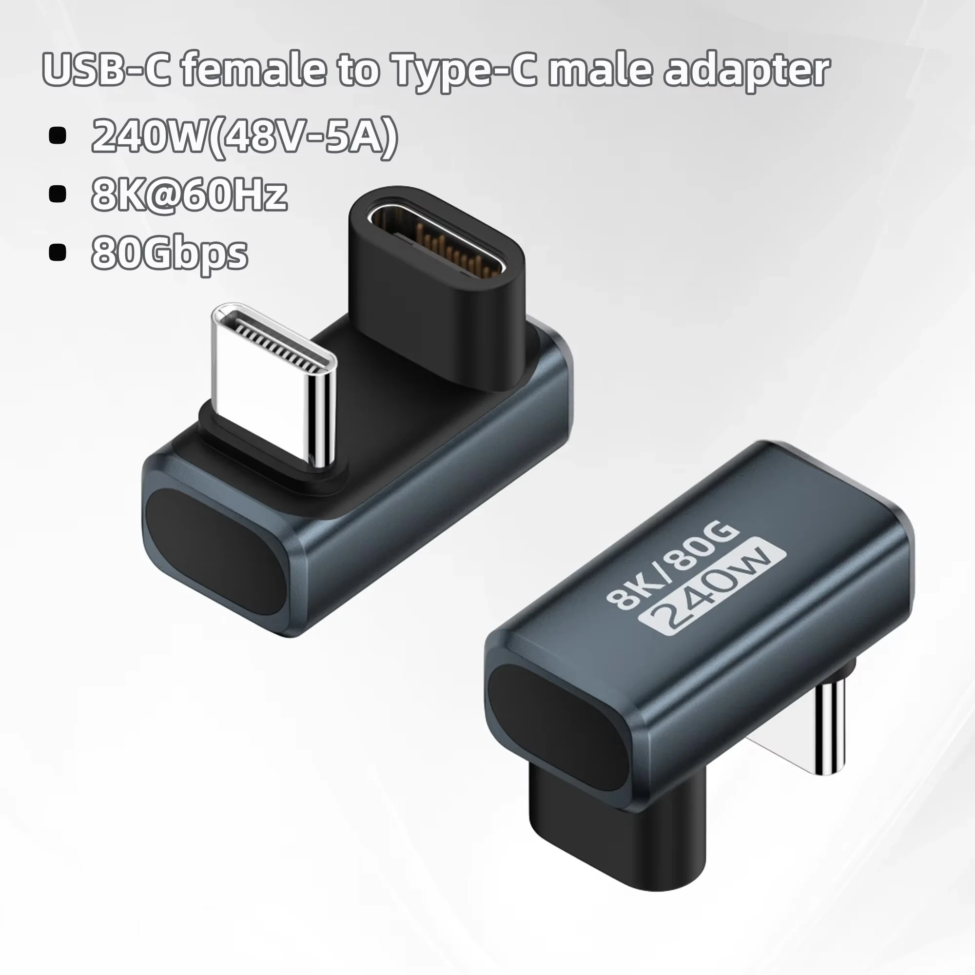 High-Speed USB-C 8K Charger Connector with 240W Power Delivery and 80Gbps Data Transfer Rate