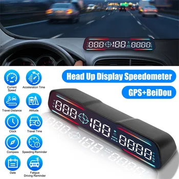 Tachimetro GPS G19 HUD, Computer di bordo, orologio, altitudine, calendario, bussola, distanza di guida e allarme di velocità eccessiva