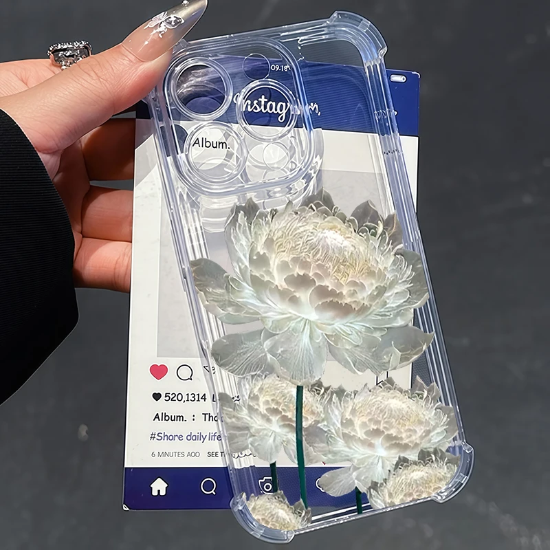 Violet Floral Transparent Phone Case
