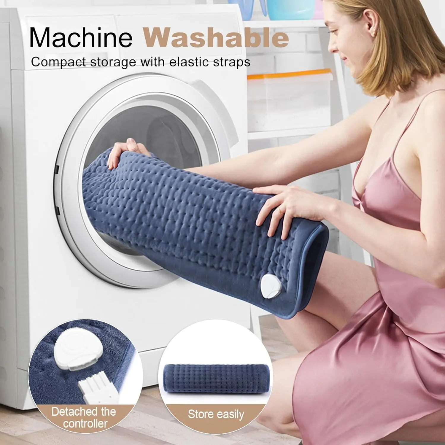 33 x 17, Portable Heating Pad for Shoulder, Neck, Cramp, Menstrual Pain, with Upgraded 6 Timer & 6 Temperature Controller