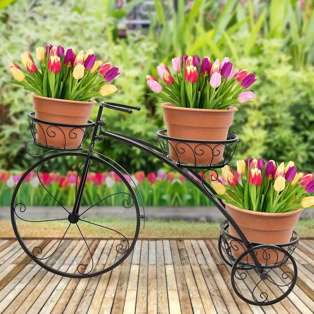 3 Tier Bicycle Plant Stand Metal Flower Pot Holder for Home Garden Patio Plant Stand