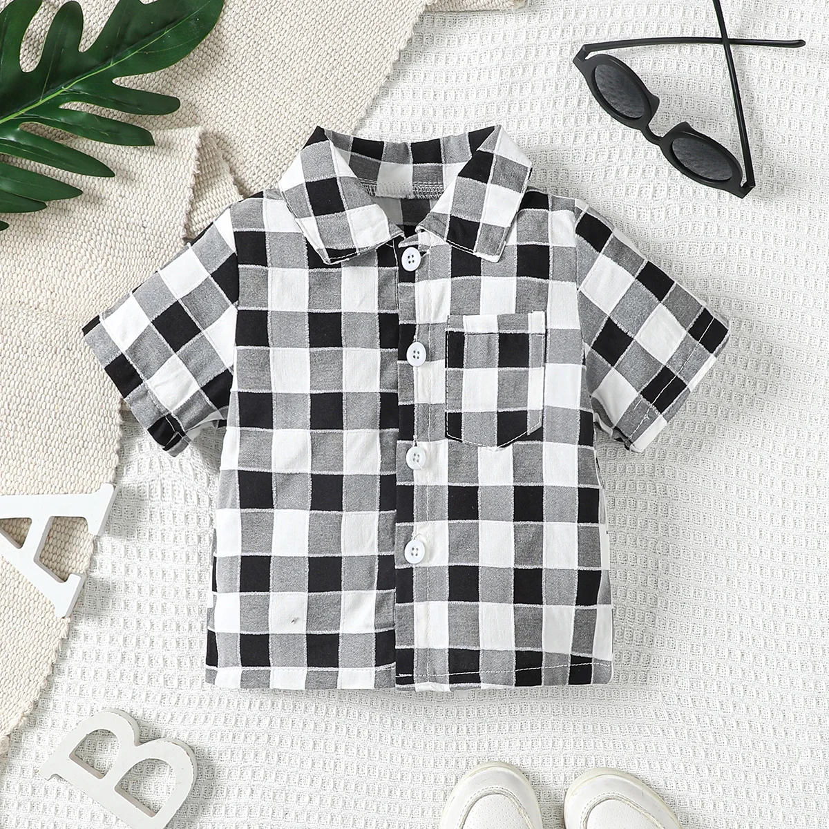 Kids Shirts 6-36M Baby Boys Casual Simple Style Short Sleeve Gentleman Striped Plaid Shirt Spring/Summer kids shirts