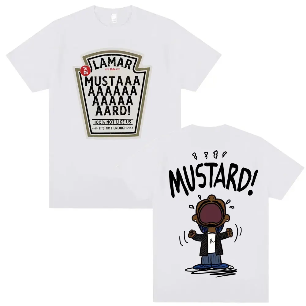 Kendrick Lamar Mustard T Shirts Unisex Harajuku Hip Hop Short Sleeve Popular Music T Shirt Men's Casual Cotton Oversized T-shirt 4