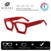 BEMORE Handmade Acetate Square Optical Lenses with Photochromic Recipe Anti-Blue Light Progressive Multifocal Prescription