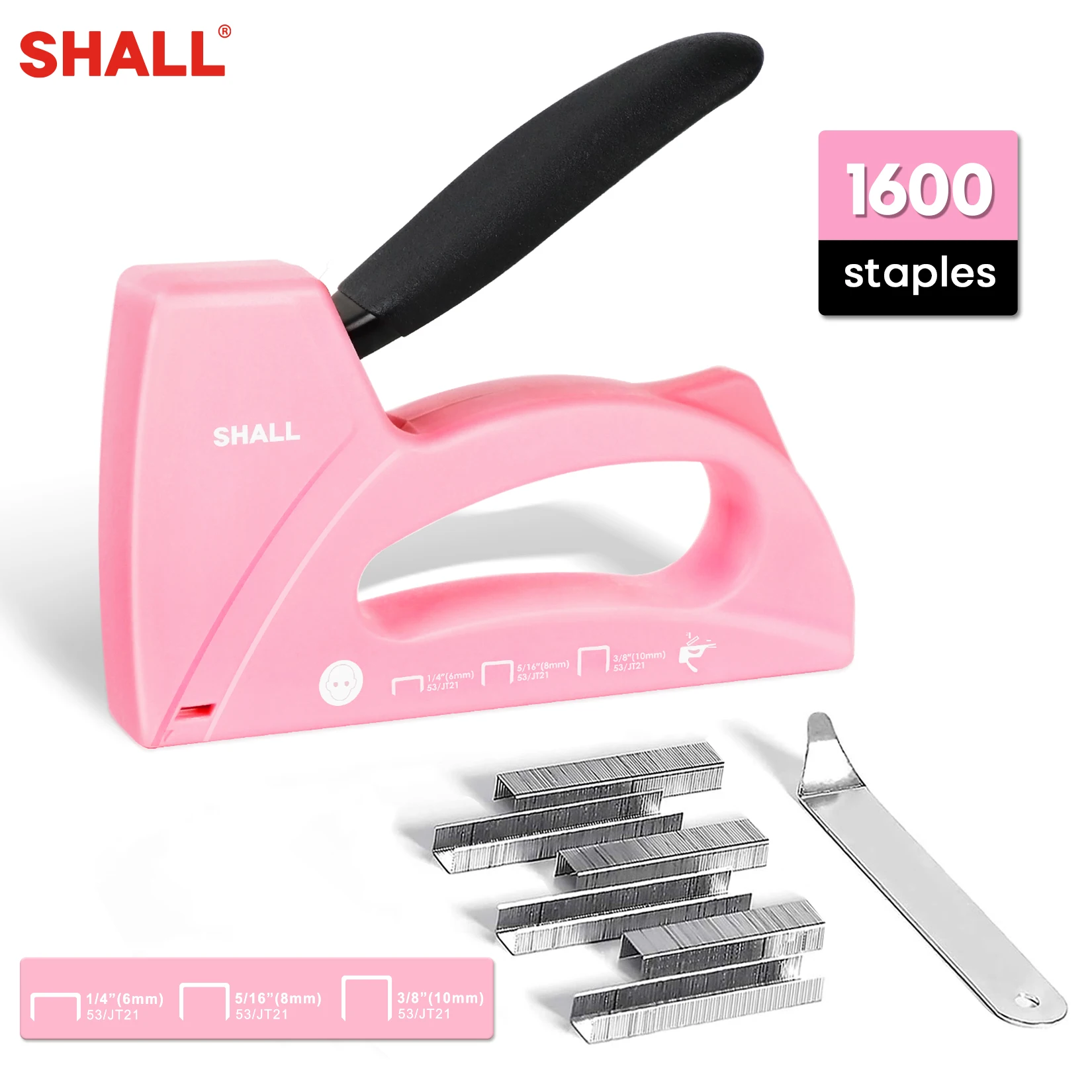 SHALL Light Duty Staple Gun for Wood Pink Upholstery Staple Gun with