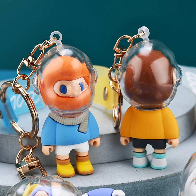Creativo Trendy Play Helmet Boyfriend Doll Portachiavi Cool Pvc Ski Suit Men Personality Bag Ciondolo Portachiavi Per Auto Boy Holder Gift