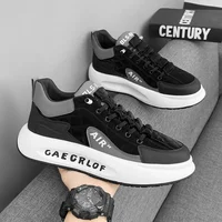 2024 New Spring Men's Shoes British Style Casual Sports Shoes Thick Sole Men's Fashionable Sneakers Breathable Eva Insole