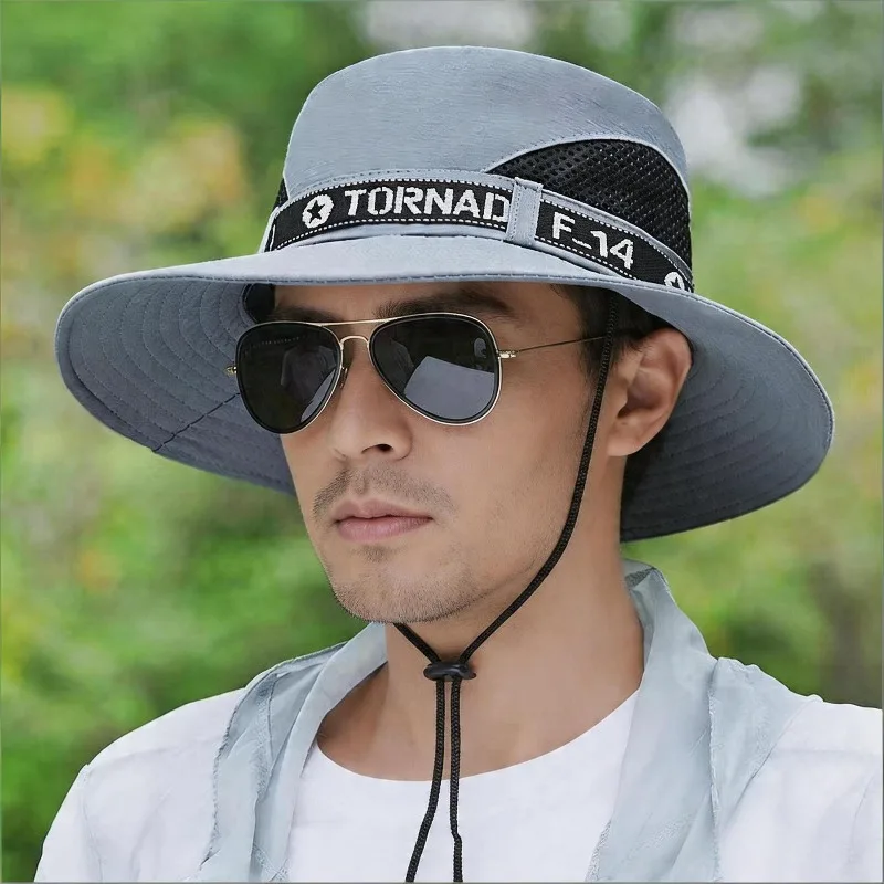 바람에 강한 넓은 챙 어부 모자 야외 낚시 하이킹 등산 선물용 야외 낚시 모자