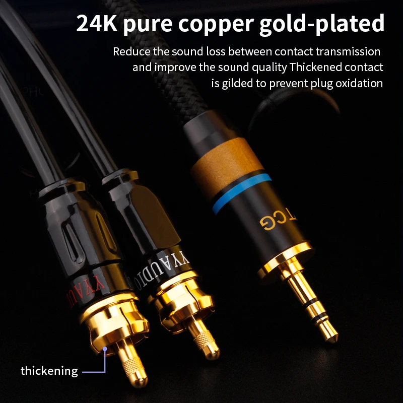 Premium HiFi RCA Audio Cable with 3.5mm to 2 RCA Connectors
