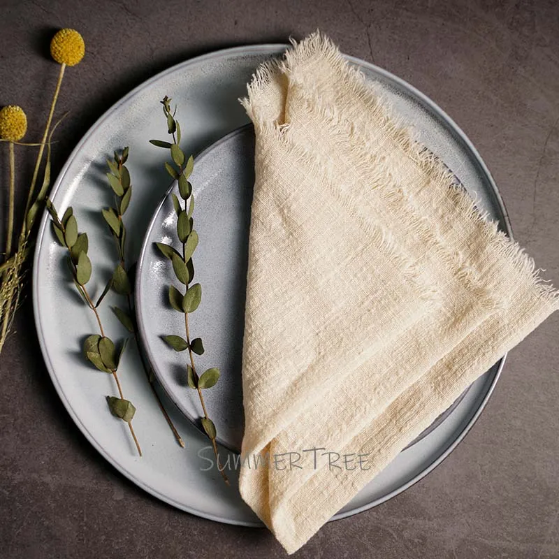 Rustic Cotton Gauze Napkins - Vintage-Style Tea Towels for Elegant Table Decoration