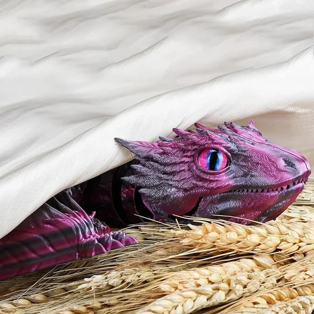 3D Printed Feathered Wyvern Dragon Figurine - Multi-Joint Movable Home Decor Ornament