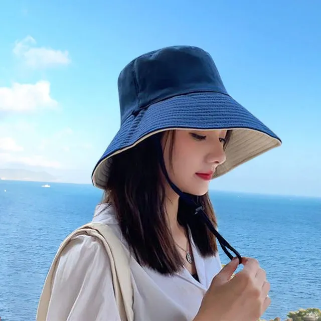 Double-sided Foldable Bucket Hat for Women Girls Summer Sun Hat Visor Fisherman Cap Anti-UV Wide Brim Sunscreen Hats Caps Gorra 2