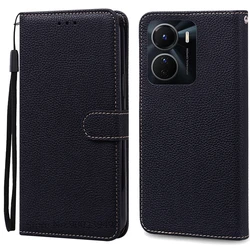Premium Wallet Leather Flip Cover with Stand and Protective Design for Vivo Y02S 4G (Black)