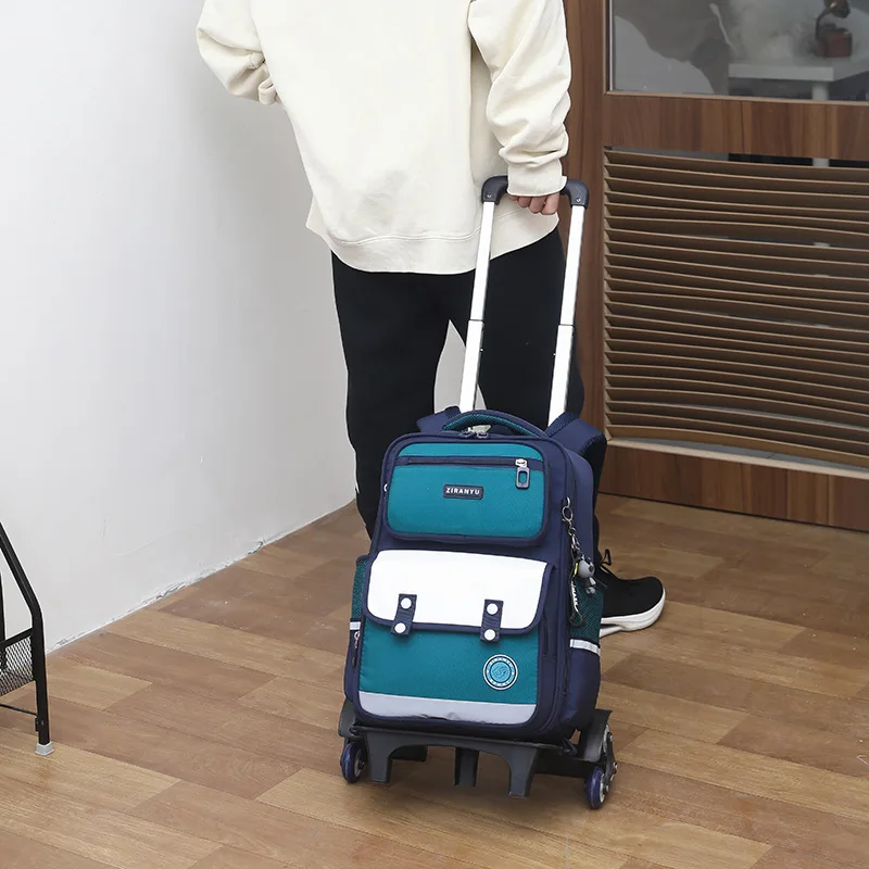 Trolley Schooltas Met 6 Wielen - Uitneembare Rolrugzak Voor Kinderen En Studenten