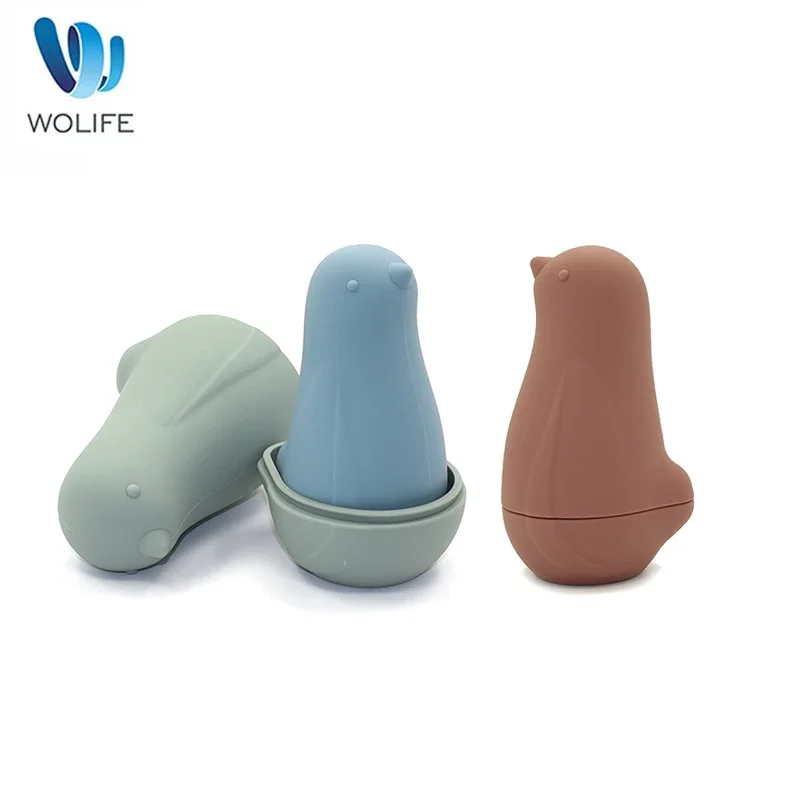 

1Set Soft Building Blocks Silicone Stacking Blocks Baby Toy Bird Shape Silicone Construction Toy BPA Free Baby Montessori Toys