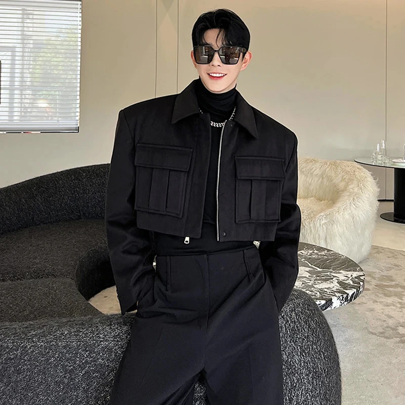 LUZHEN New Stylish Men's High Street Short Jacket Original Big Pocket Solid Color Elegant 2025 Spring Casual Trendy Coat Fbf31d 4