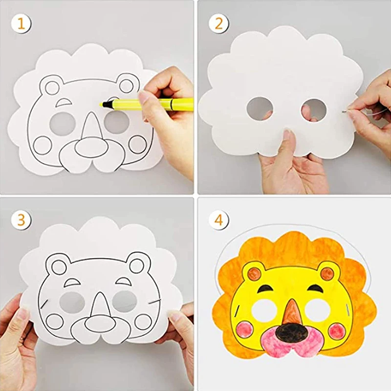 8 Pcs DIY Kids Color Cartoon Animal Painting Mask Kindergarten Graffiti Art Craft Toys Children Creative Painting Toys Gift craft toys