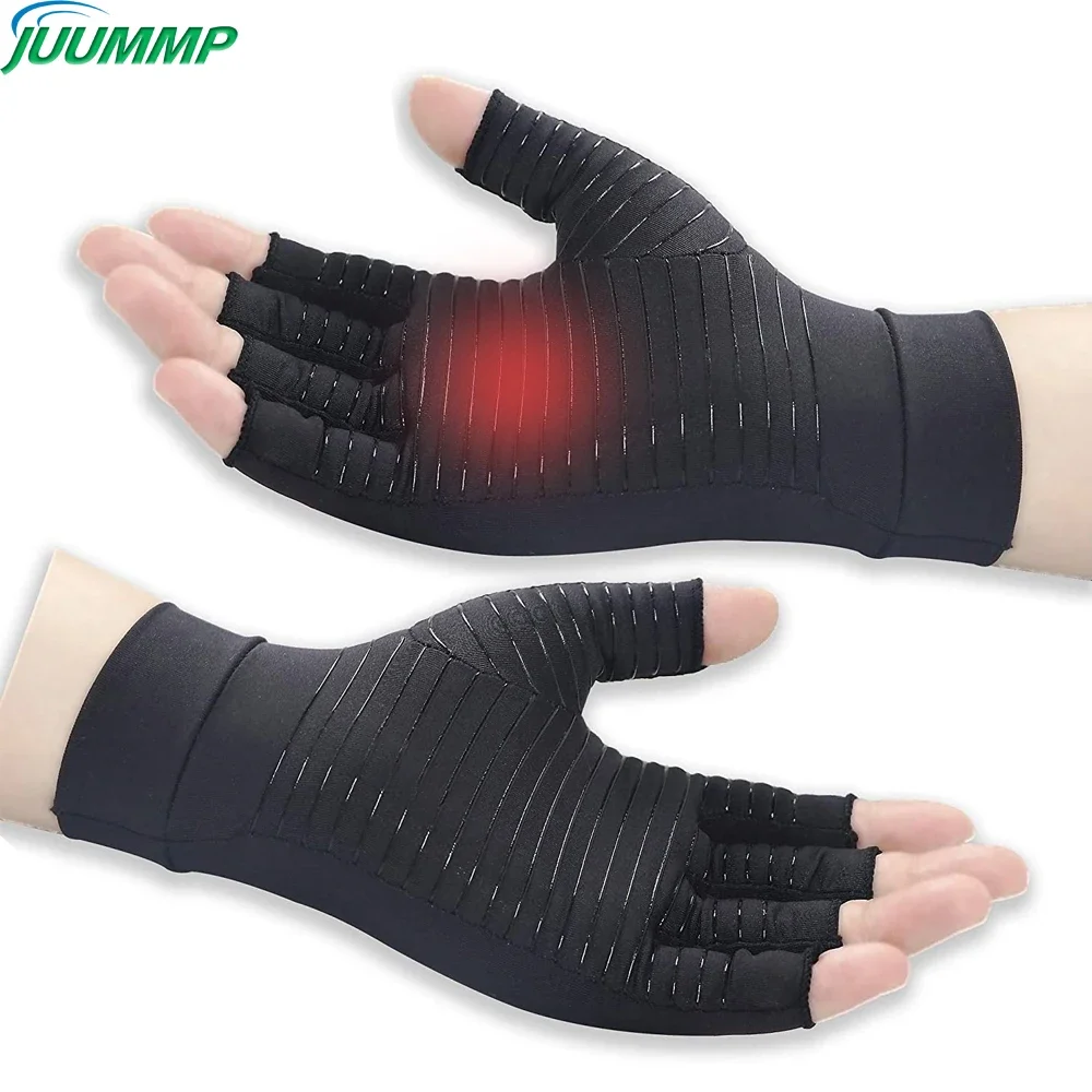

1Pair Compression Arthritis Gloves Women Men Joint Pain Relief Half Finger Brace Therapy Non-slip Therapy Gloves Wrist Support