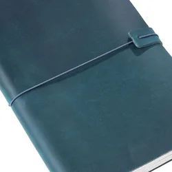 Premium Genuine Leather Handmade Vintage Notebook Cover - Diary, Journal, and Planner - Portable 17.5x11cm (Blue)