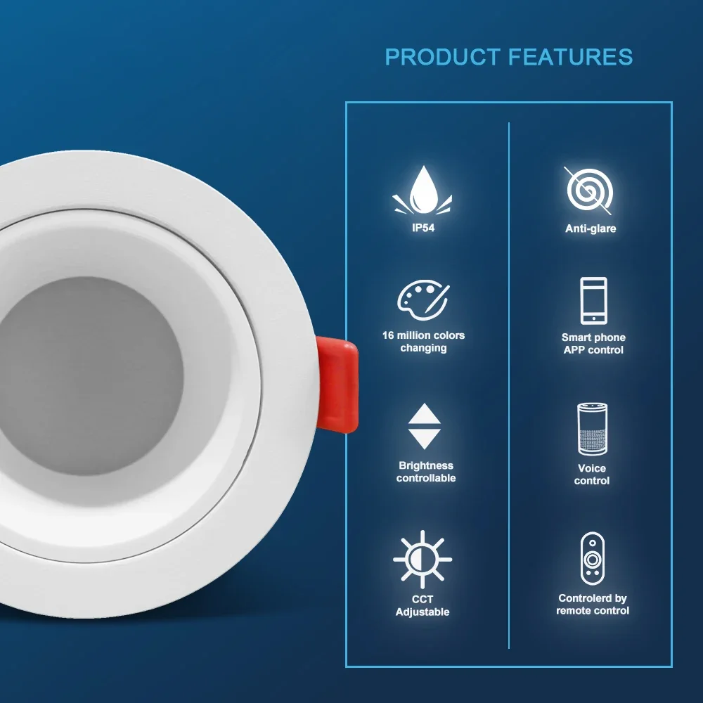 GLEDOPTO Zigbee 3.0 Smart Waterproof LED Ceiling Light 12W Pro Work with Hub Bridge Tuya App Alexa Echo Plus Voice Control
