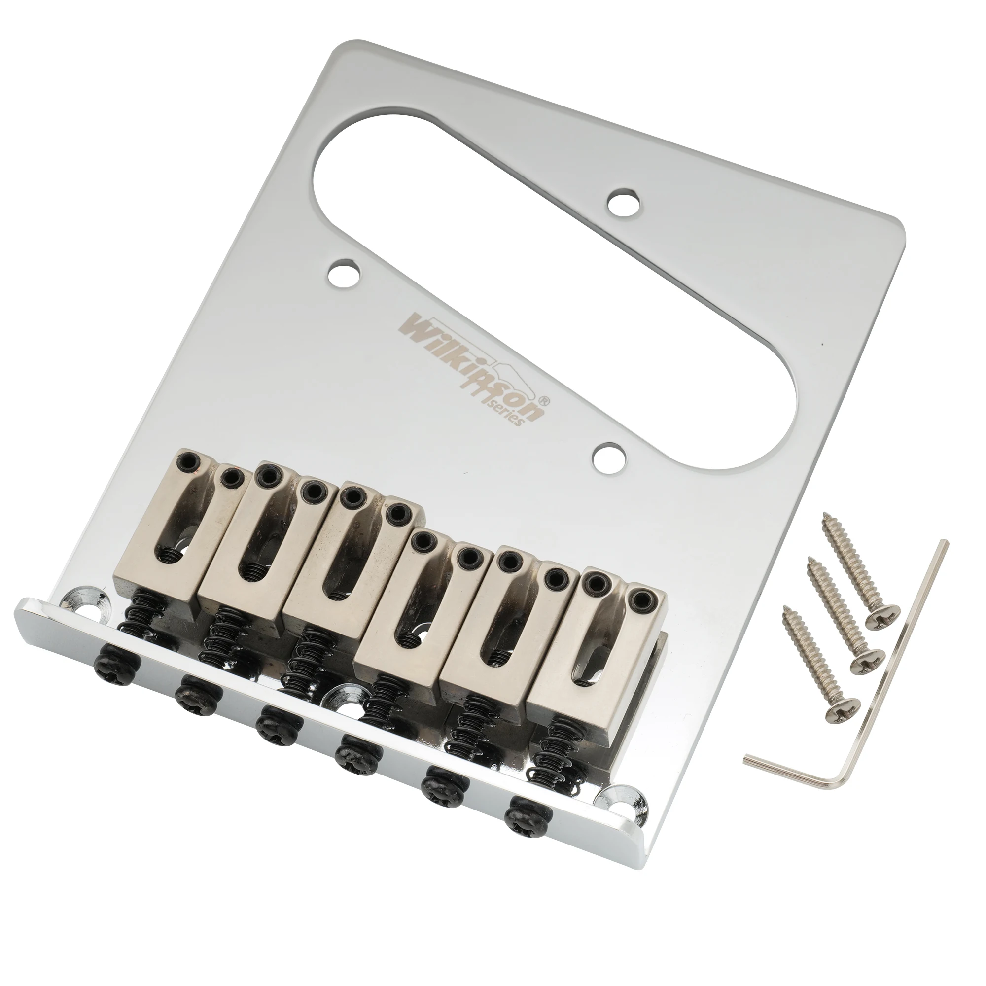 Wilkinson M-Serie 52,5 mm (2-1/16 Zoll) Gitarrenbrücke mit 6 Sätteln im modernen Stil für E-Gitarre im Tele-Stil – Detail 9